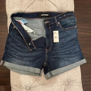 Express midi high rise stretch size 8 cuffed shorts NWT